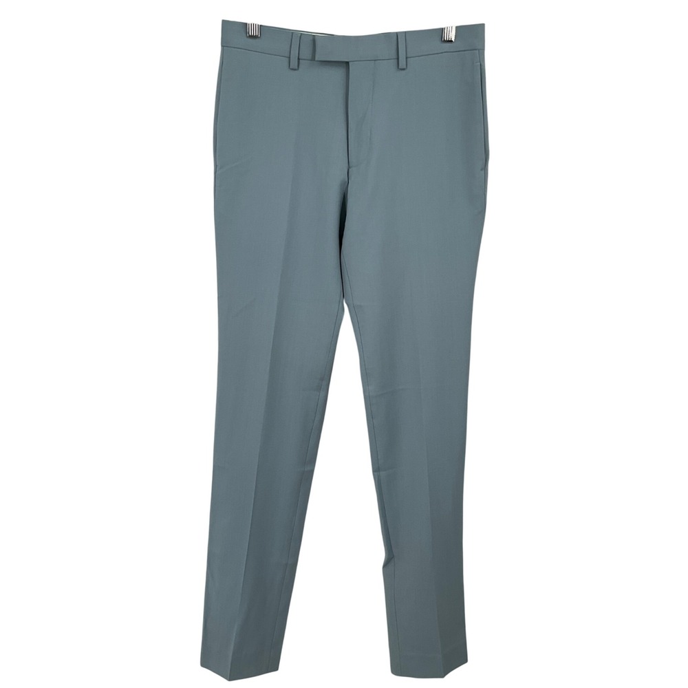 Sandro Dress Pants Mens 36 Blue Grey Wool Slim Fit Designer NEW